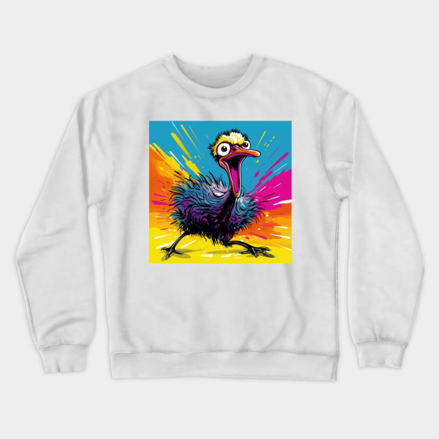 Ostrich Cartoon Pop Art 1 Crewneck Sweatshirt by AstroRisq